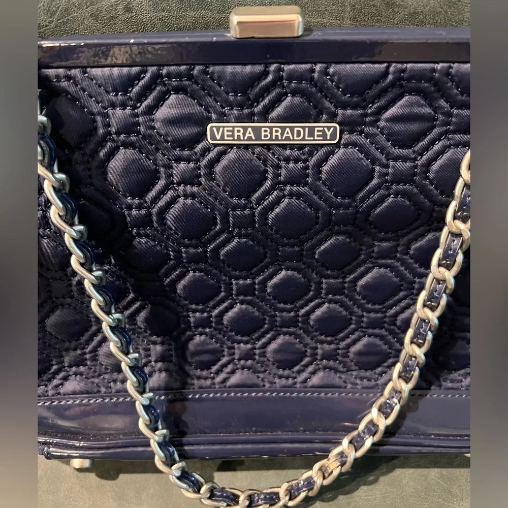Vera Bradley quilted navy blue handbag